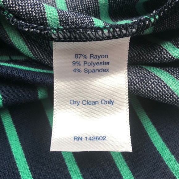 Sail to Sable navy & green striped nautical dress gold button details size m - Picture 4 of 5